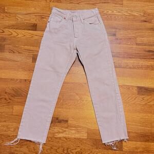 Levi’s 501 Womens 25 Light Purple Lilac Straight Frayed Rigid Jeans Denim Retro